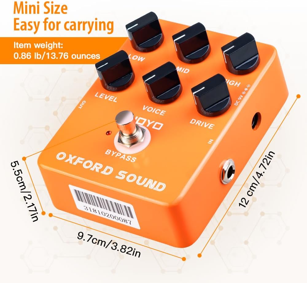 Detalle 1 de JOYO Oxford Sound JF-22 Overdrive Pedal with British Rock Amp Simulation
