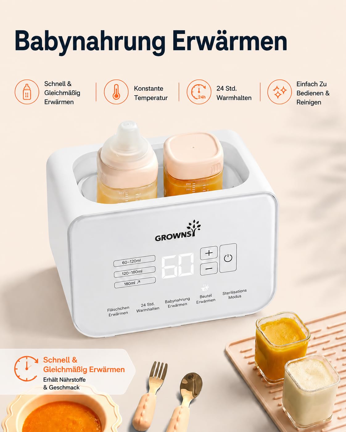Thumbnail 3 de GROWNSY Flaschenwärmer 9‑in‑1 Babyflaschenwärmer