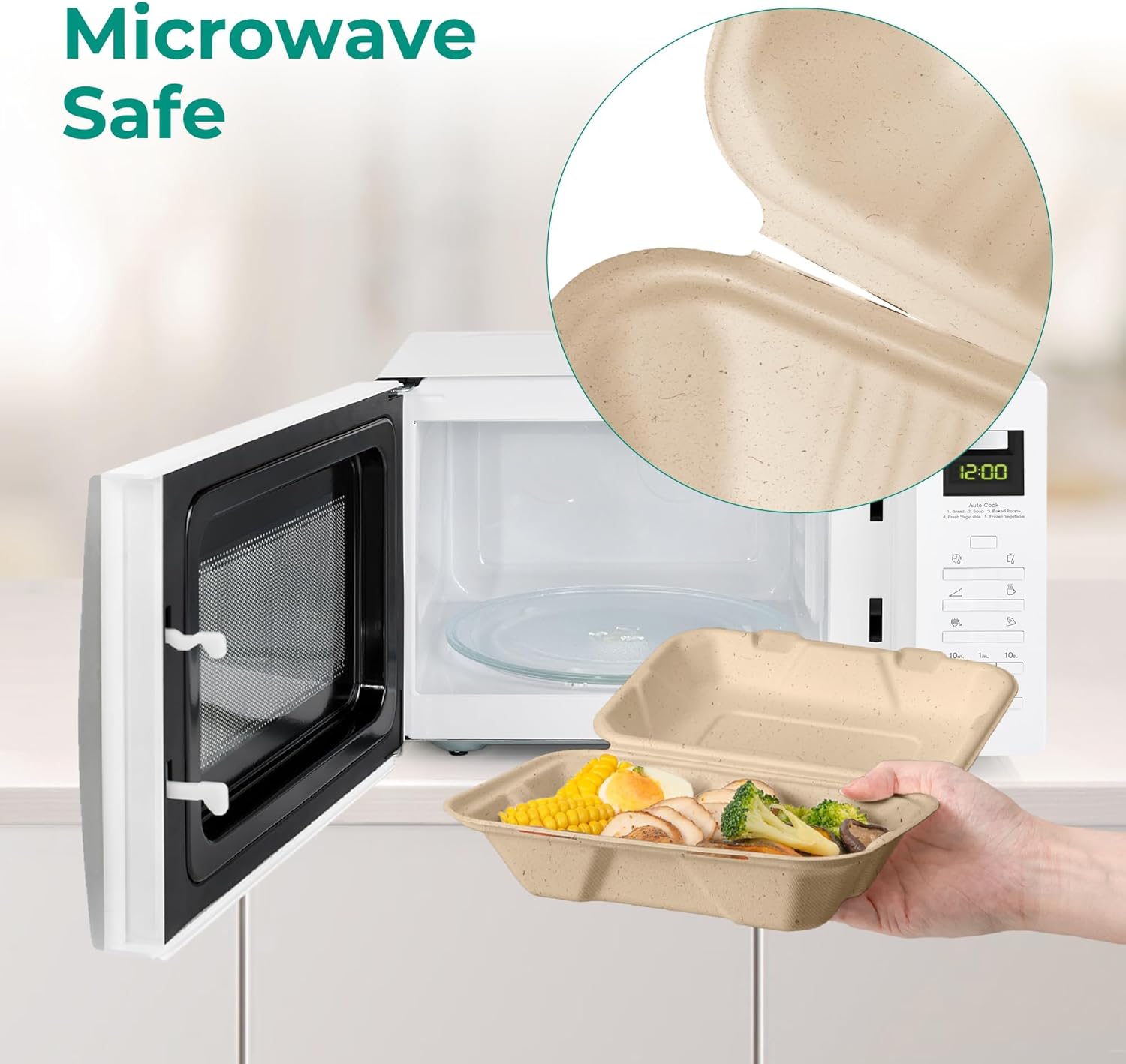 Thumbnail 4 de Fit Meal Prep 100 Pack 9x6 Compostable To Go Food Containers