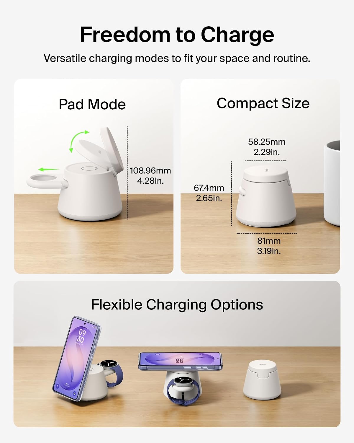 Detalle 2 de Belkin BBB014-SA Qi2.2 25W 3-in-1 Magnetic Charging Station