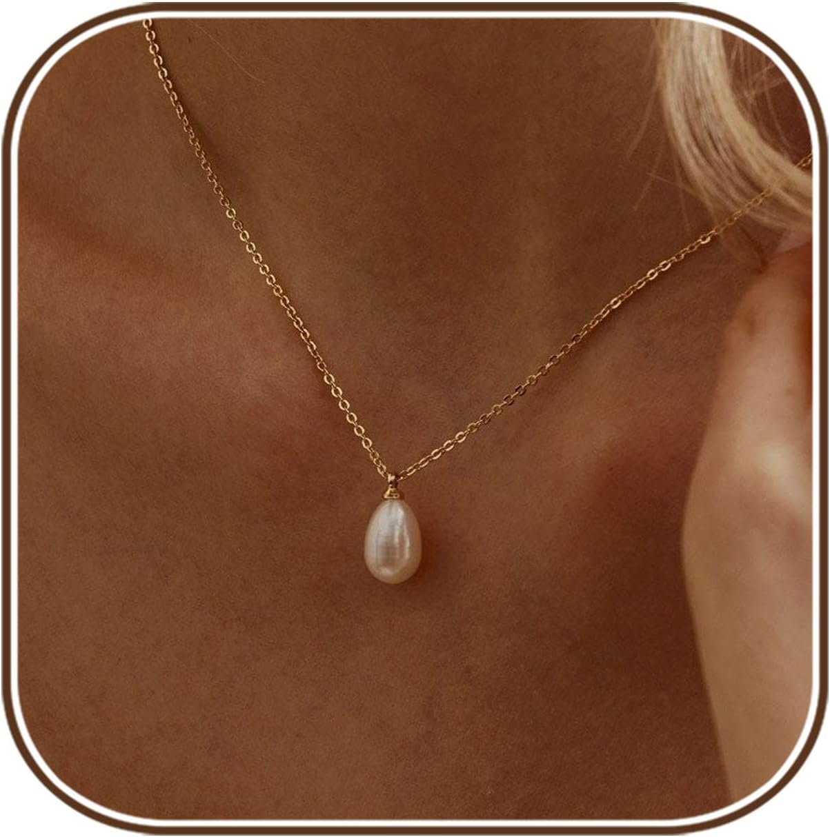Detalle de Gold Pearl Necklace, 14K Gold-Plated
