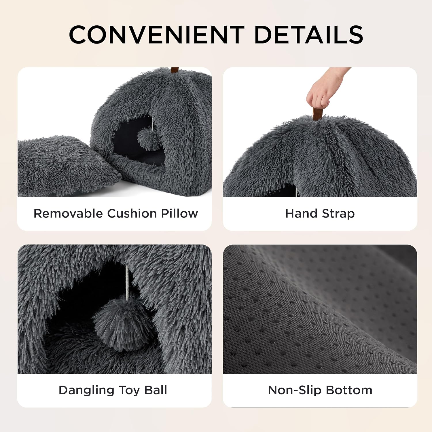 Detalle 2 de Bedsure Cat Cave Bed Igloo 44cm cosy pet den