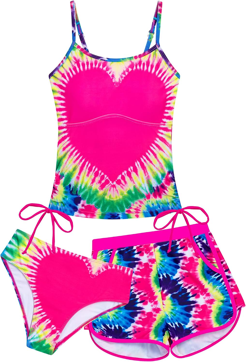 Detalle de Seanrui Girls 3-Piece Tankini Swimsuit Set with Pockets (Ages 9-16)