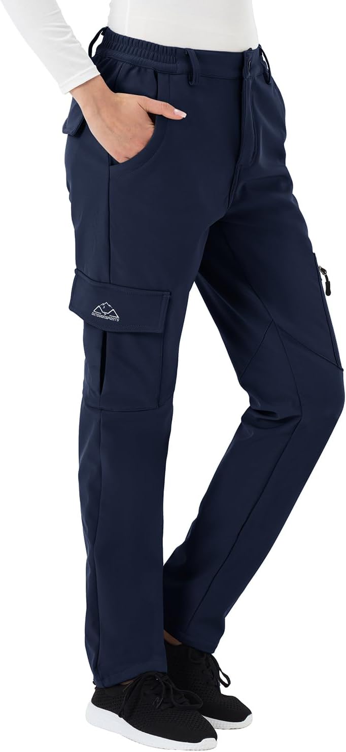 Detalle de BGOWATU Women's Waterproof Snow Ski Hiking Pants, Fleece-Lined with 6 Pockets