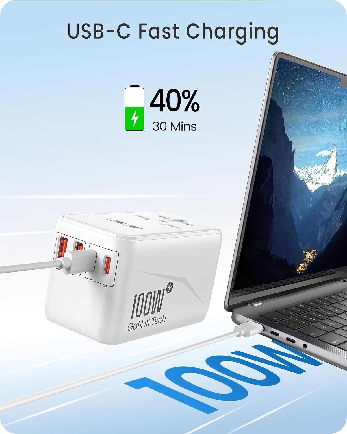 Thumbnail 2 de LENCENT Reiseadapter 100W GaN3 universell