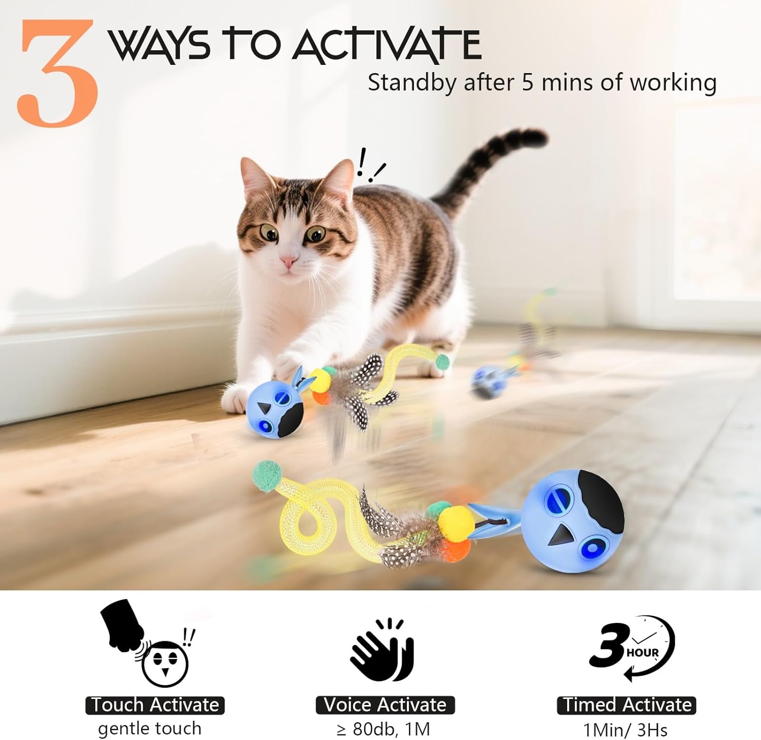 Detalle 2 de Zeepet Interactive Cat Toy 4-mode automatic ball 🐱