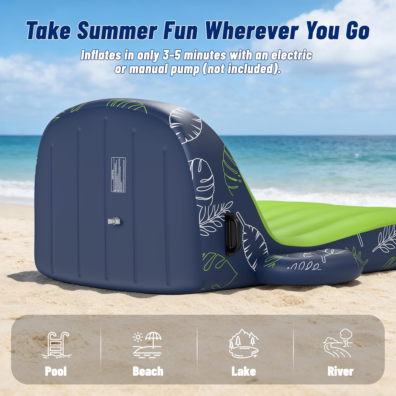 Thumbnail 6 de JOSEN Adult Heavy-Duty Pool Float Lounger (66 x 35 in) with Cup Holders & Caddy