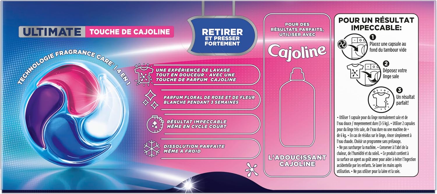 Detalle de Skip Capsules Lessive Ultimate 4en1 Touche de Cajoline – Rose & Fleur Blanche, 96 lavages