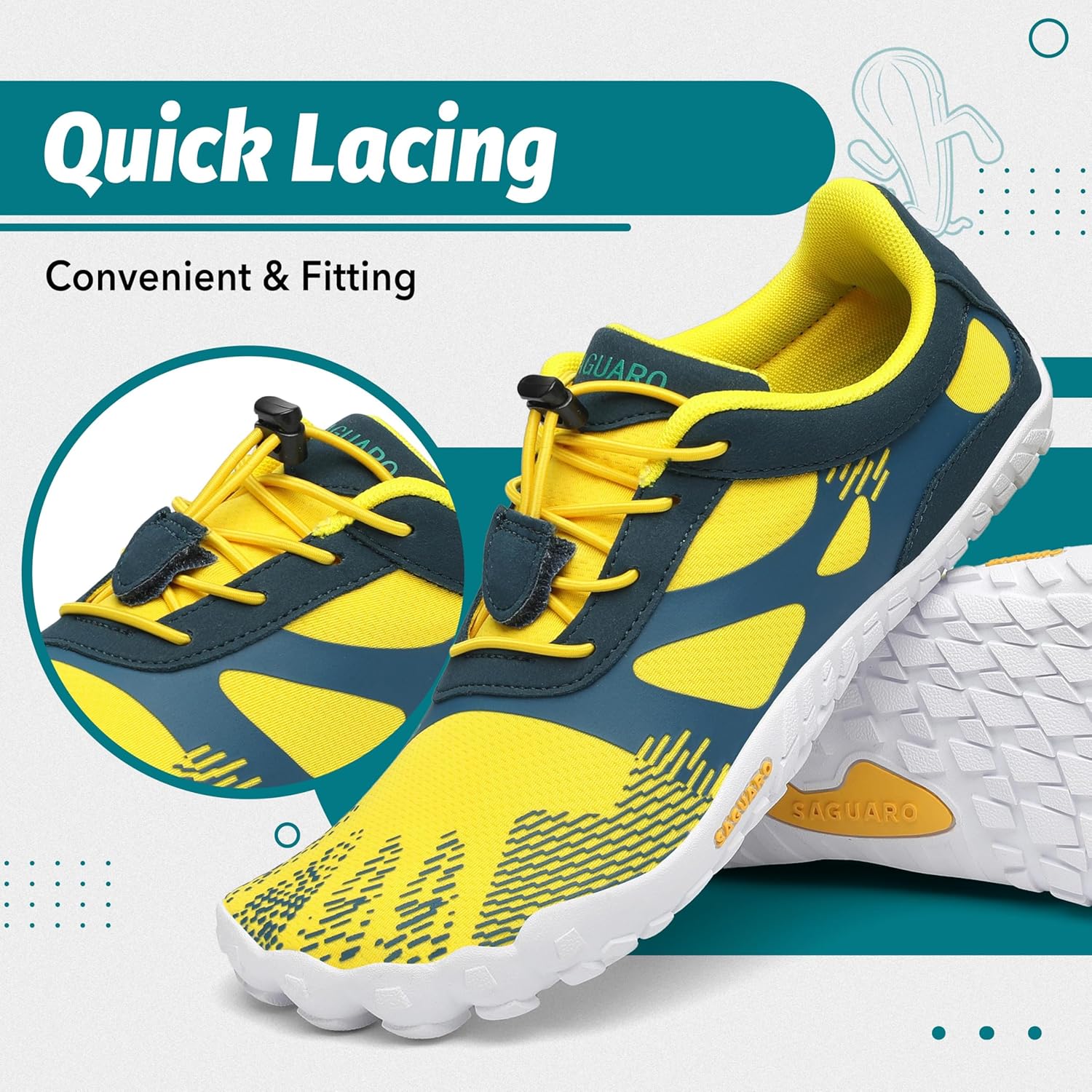Thumbnail 3 de SAGUARO Barfußschuhe Unisex – Outdoor Zehenschuhe mit breiter Zehenbox, Zero-Drop und Schnellschnürsystem (Gr. 36–48)