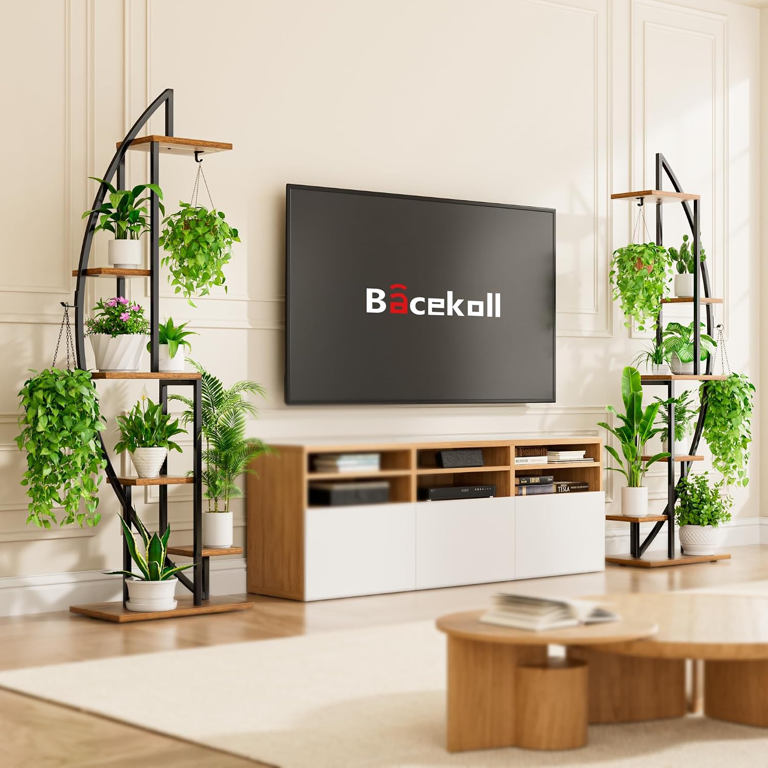 Detalle de BACEKOLL Porta Piante Da Interno 6 Livelli – Scaffale con 2 Pezzi, 160 cm di Altezza