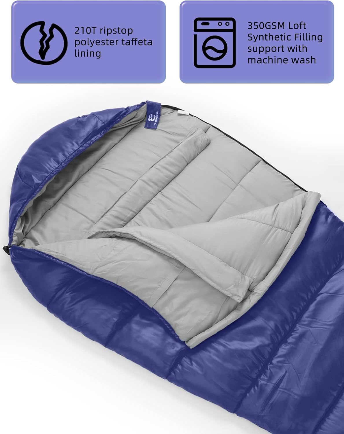 Thumbnail 3 de Bessport Sac de Couchage -9/-0°C en Cocoon Sac de Couchage Momie pour Adultes — 3–4 Saisons, Grand Froid
