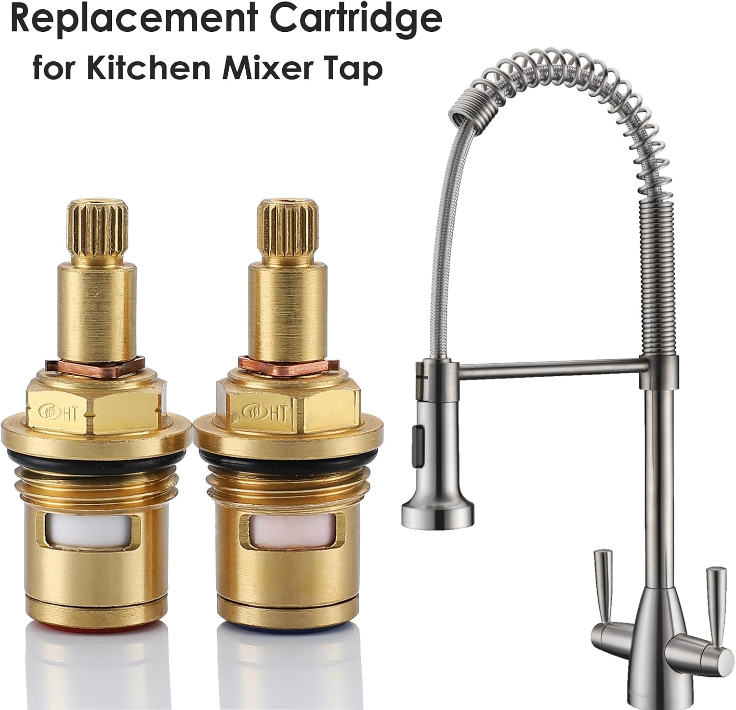 Thumbnail 6 de 2 Pack Mixer Tap Cartridge 1/4 Turn 20 Spline Brass