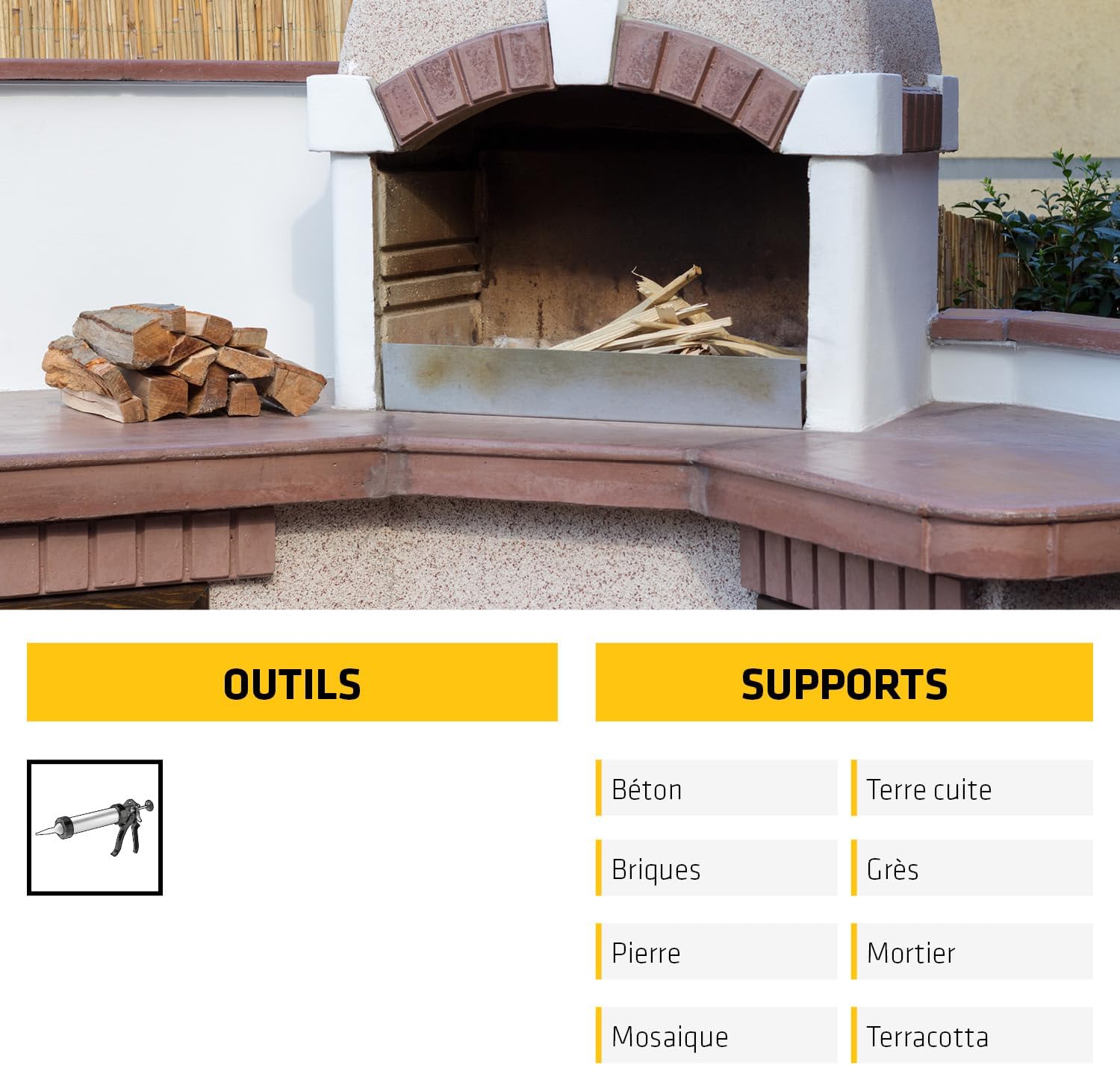 Detalle de SikaColle BBQ Beige Clair – Colle spéciale pour petits barbecues en pierre (500 g) – Extérieur