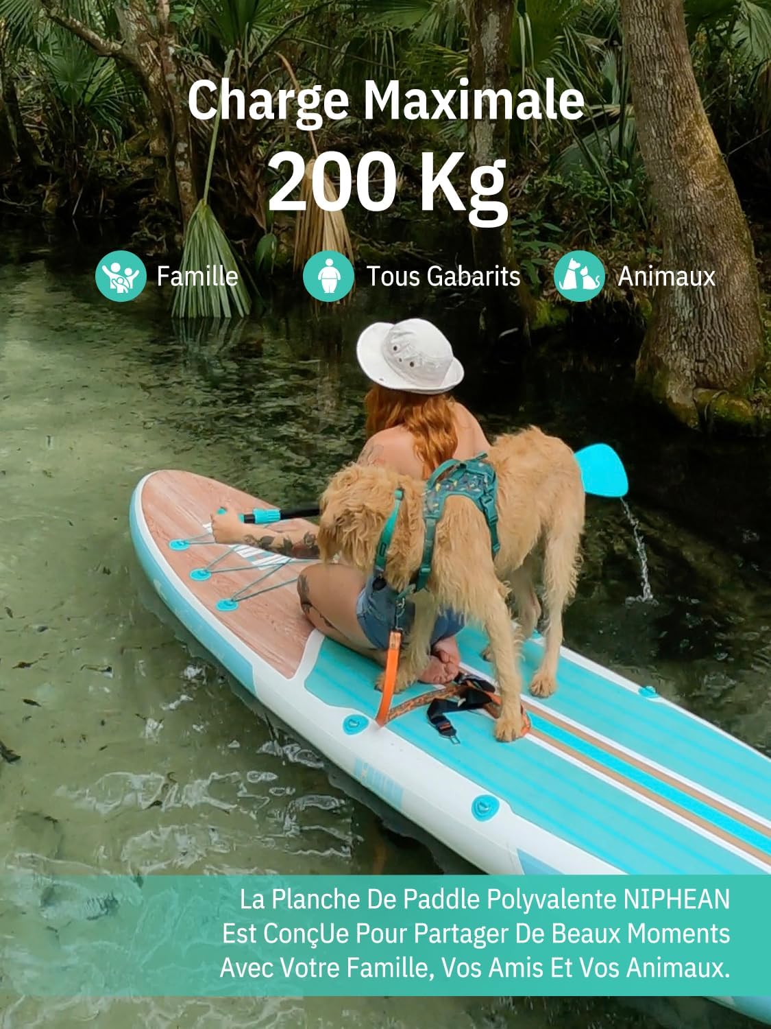 Detalle de Niphean Paddle Gonflable Adulte avec Tous les Accessoires – 320 cm, 200 kg, siège inclus