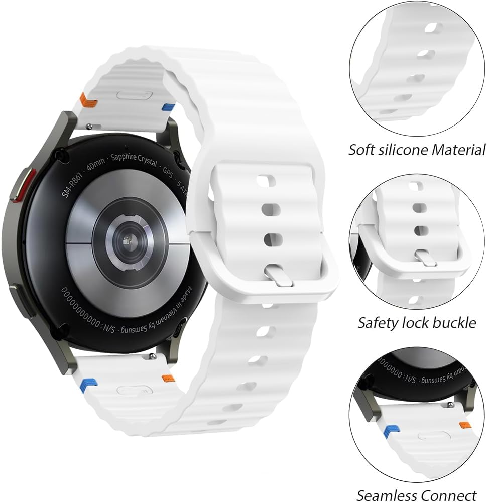 Detalle 2 de BYISYUE 22mm silicone watch strap for Ticwatch