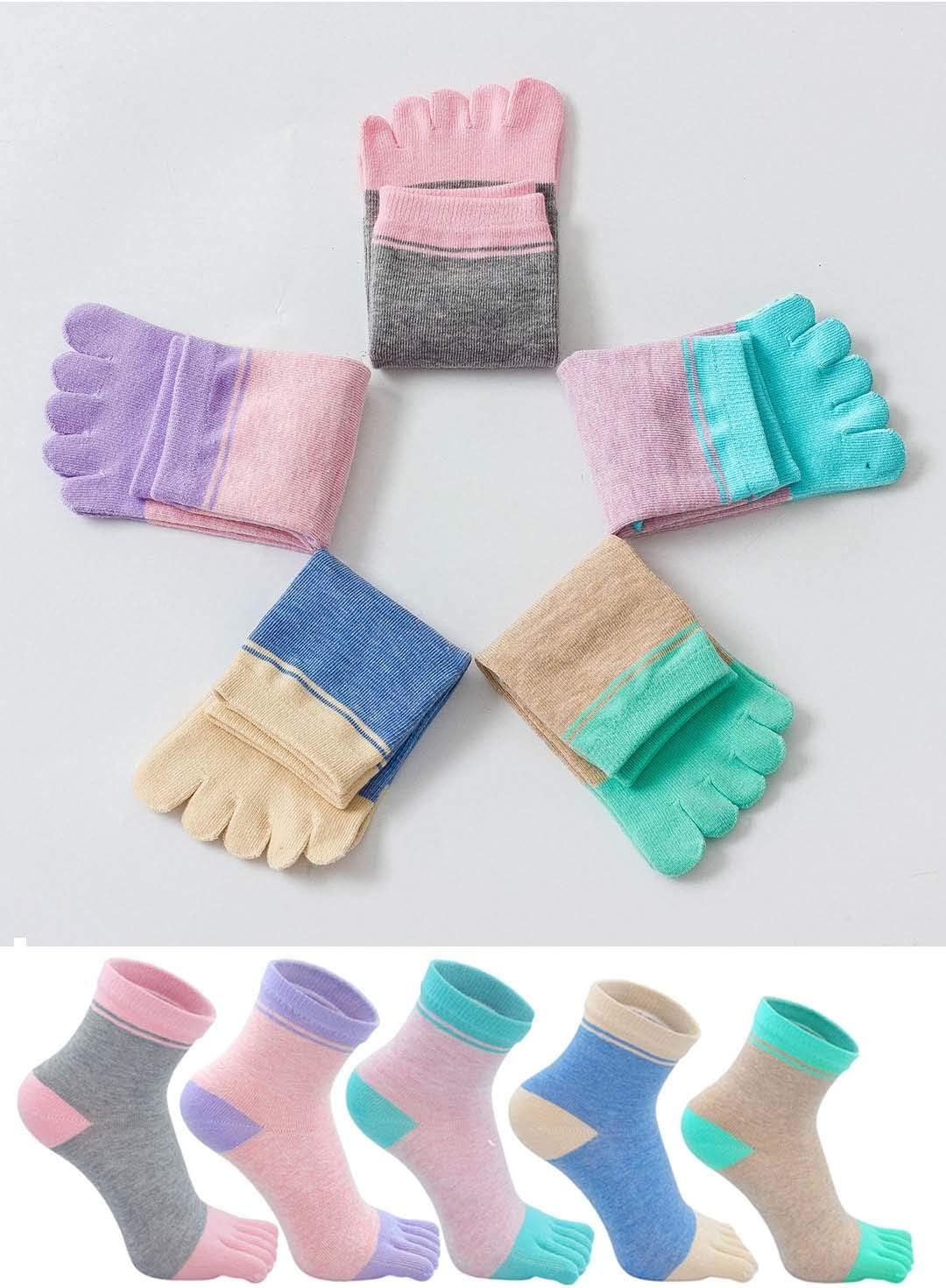 Thumbnail 6 de Calzini con dita separate LOFIR da donna in cotone (5 dita) antiscivolo, taglia 35-41 – confezione 4/5 paia