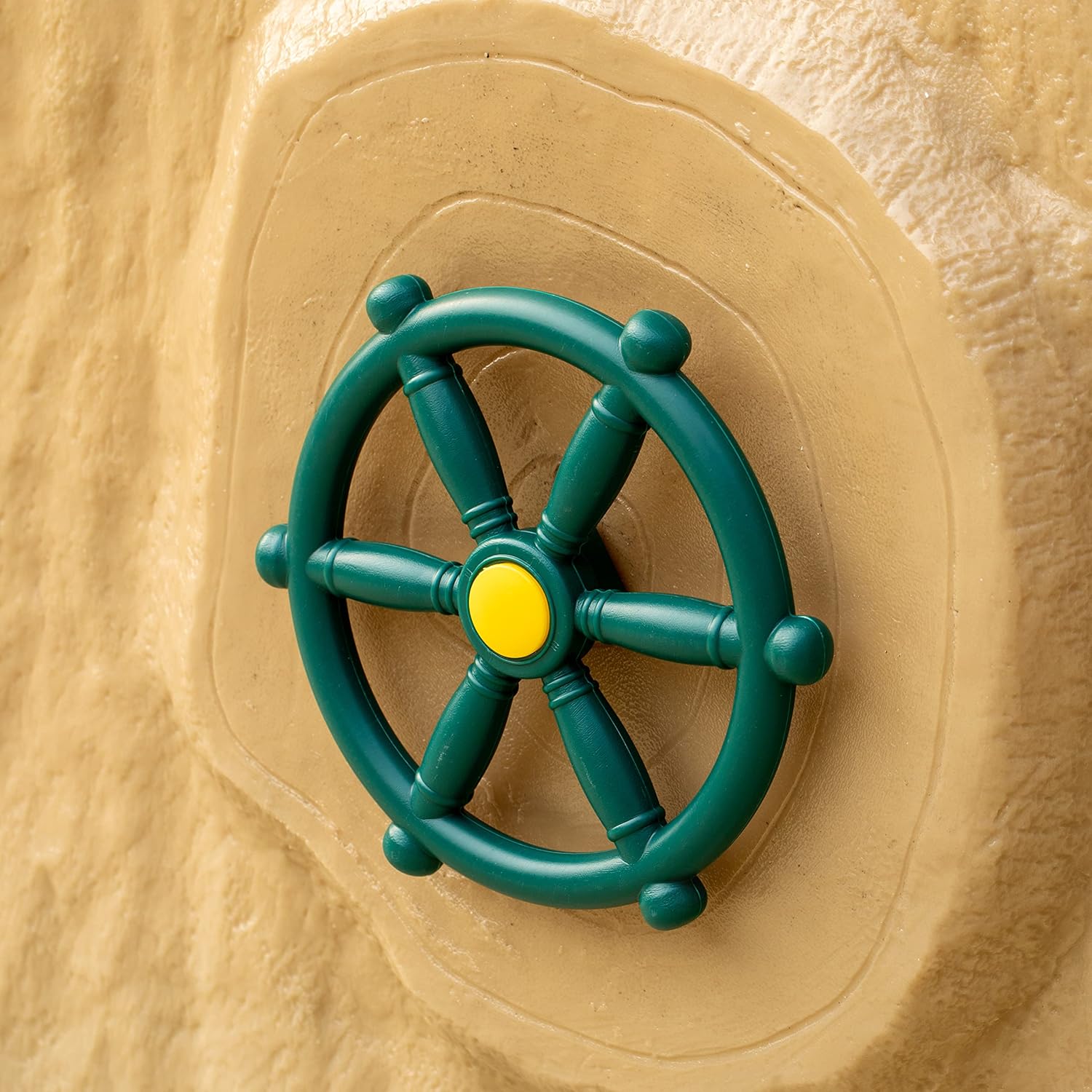 Detalle de Green and Yellow Outdoor Playground Captain Pirate Ship Wheel Steering Wheel Accessory