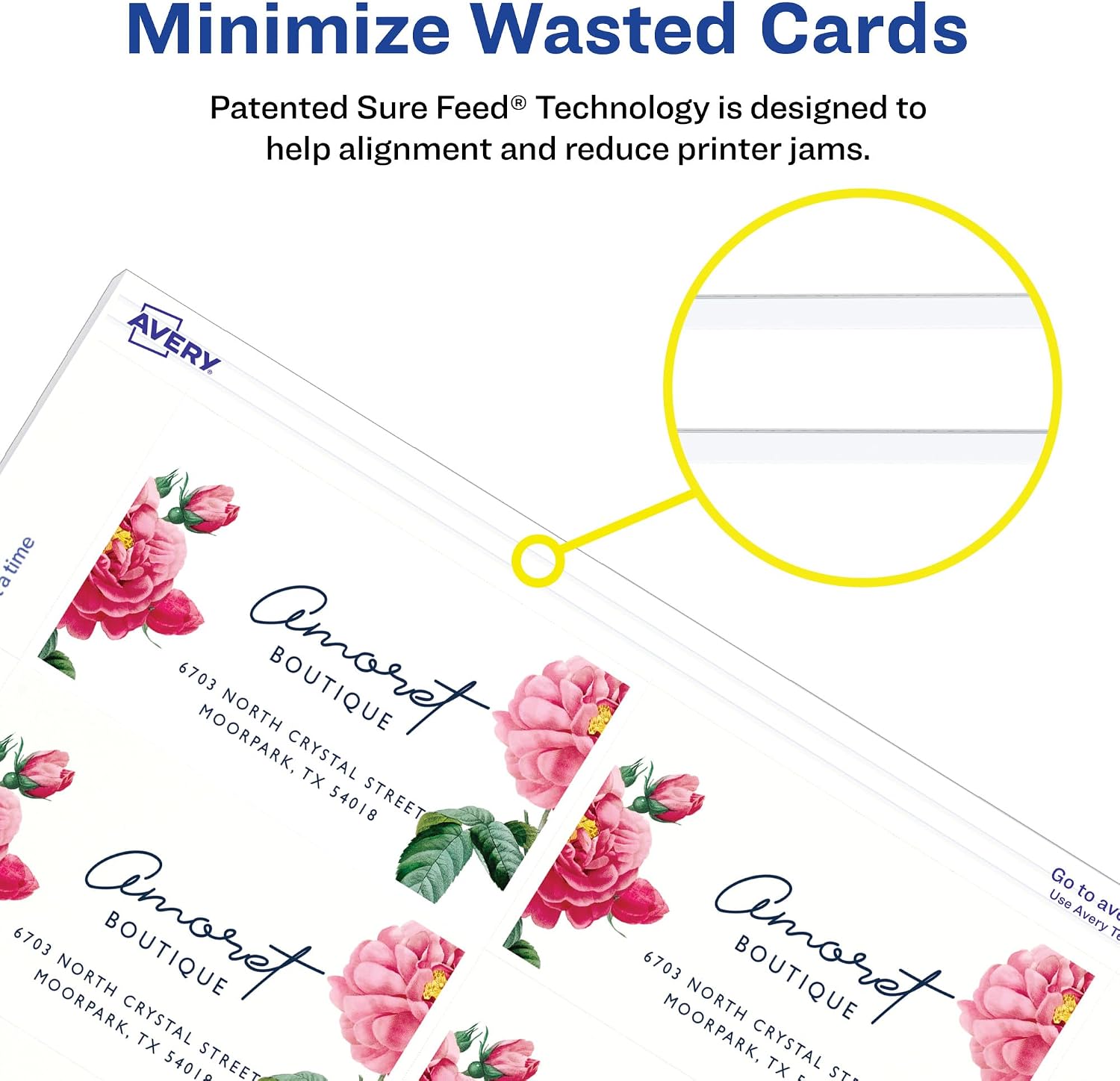 Detalle 1 de Avery 28878 Clean Edge Printable Business Cards, 2" x 3.5", White, 90 Count