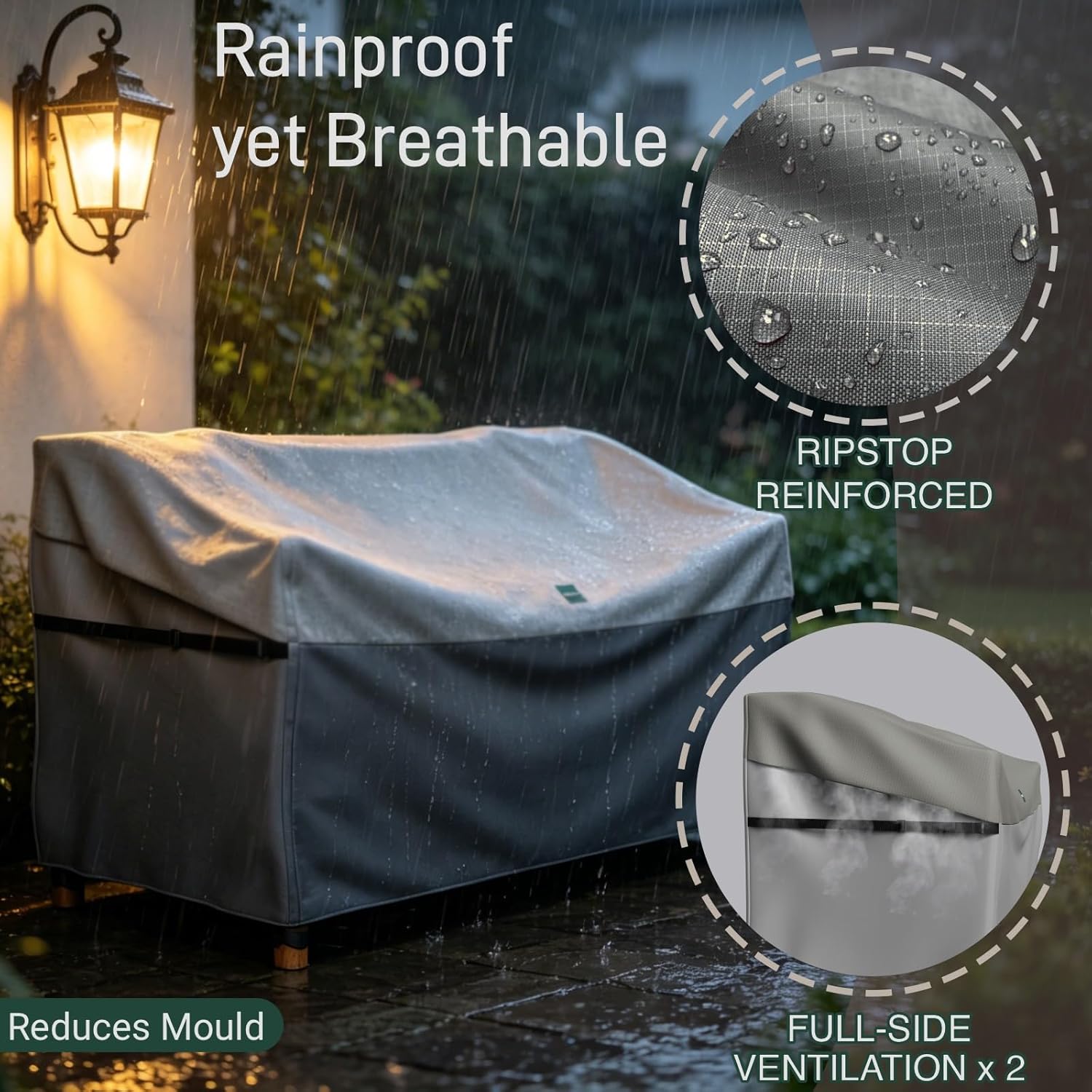 Detalle de AWNIC Garden Furniture Cover 3 Seater Loveseat – Heavy Duty Waterproof Ripstop Cover