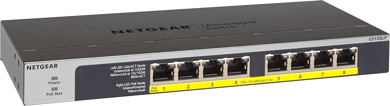 Detalle 2 de NETGEAR GS108GE – 8-Port Gigabit-Switch, lautlos, Plug-and-Play, mit ProSAFE Lifetime-Garantie