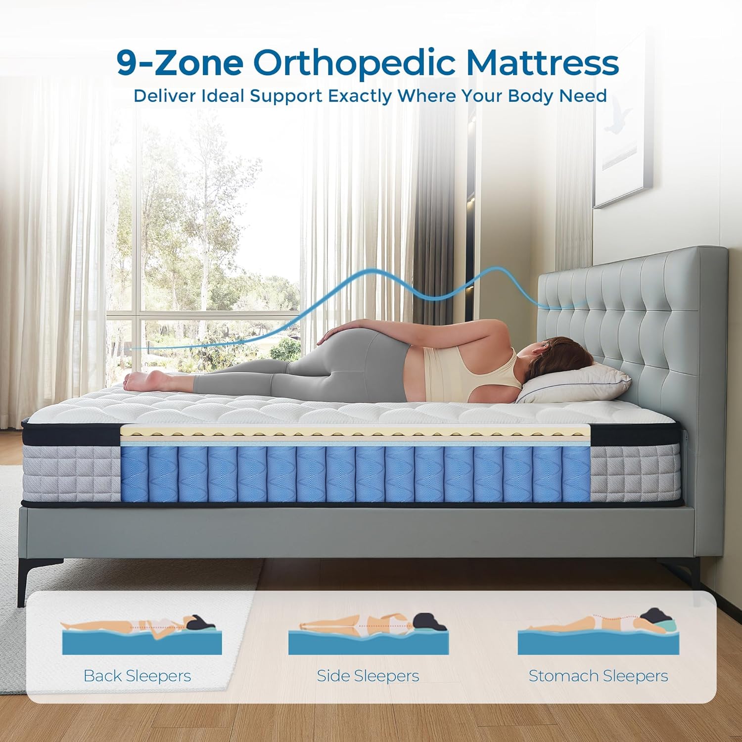Thumbnail 2 de Doublelife Small Double Mattress 4FT (120x190x25cm) Gel Memory Foam + 9-Zone Pocket Springs