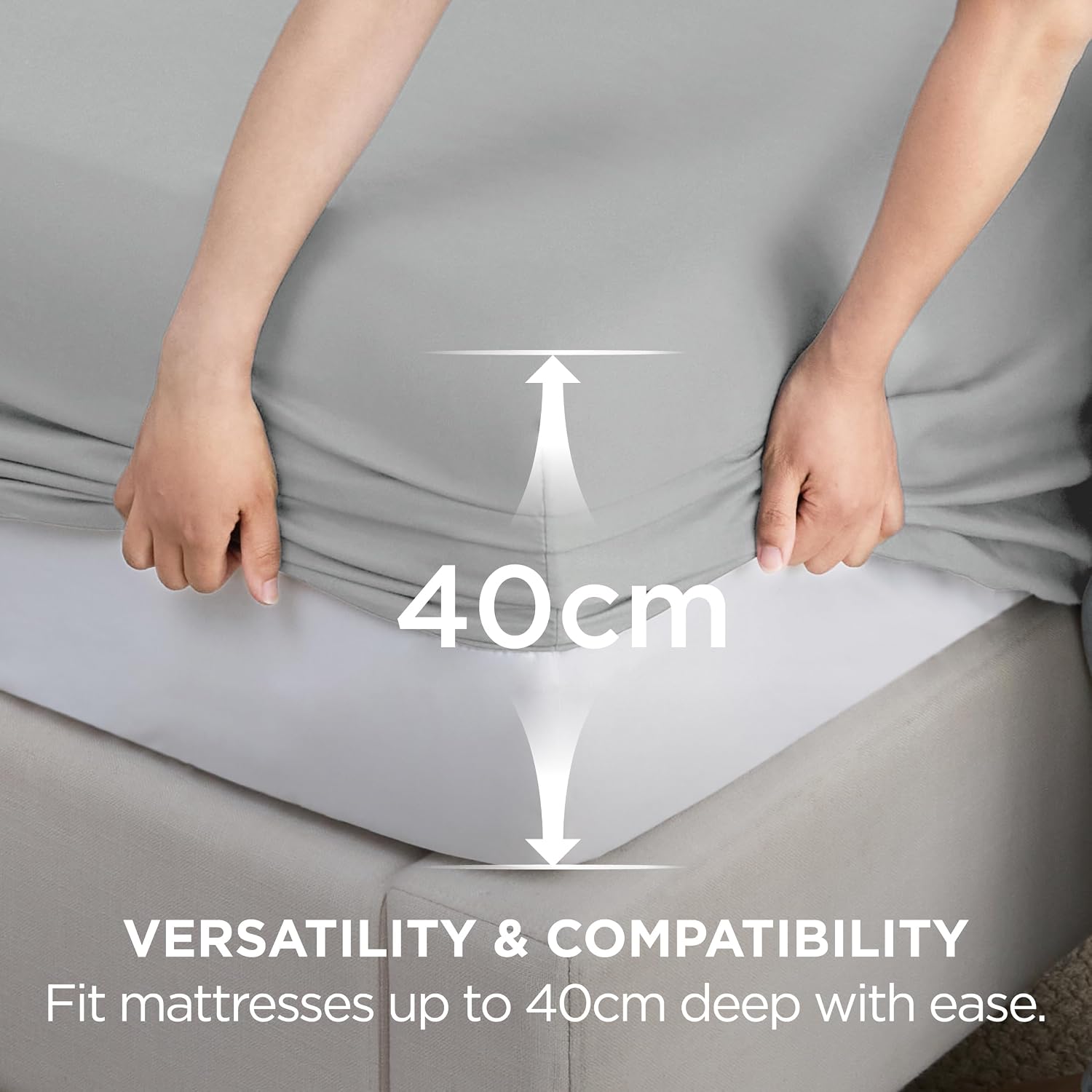 Detalle de Bedsure Double Fitted Sheet Deep 16 in, 135x190 cm