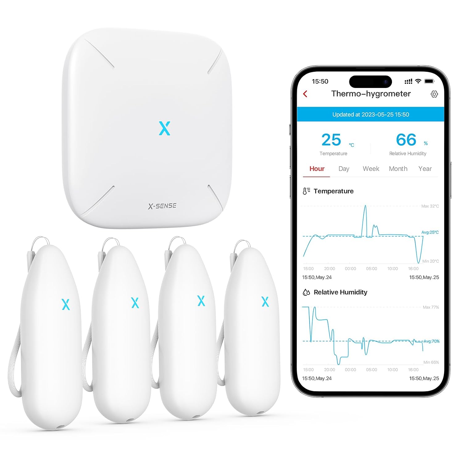 Detalle de X-Sense SBS50 WiFi Hygrometer Thermometer 4-pack 🌡