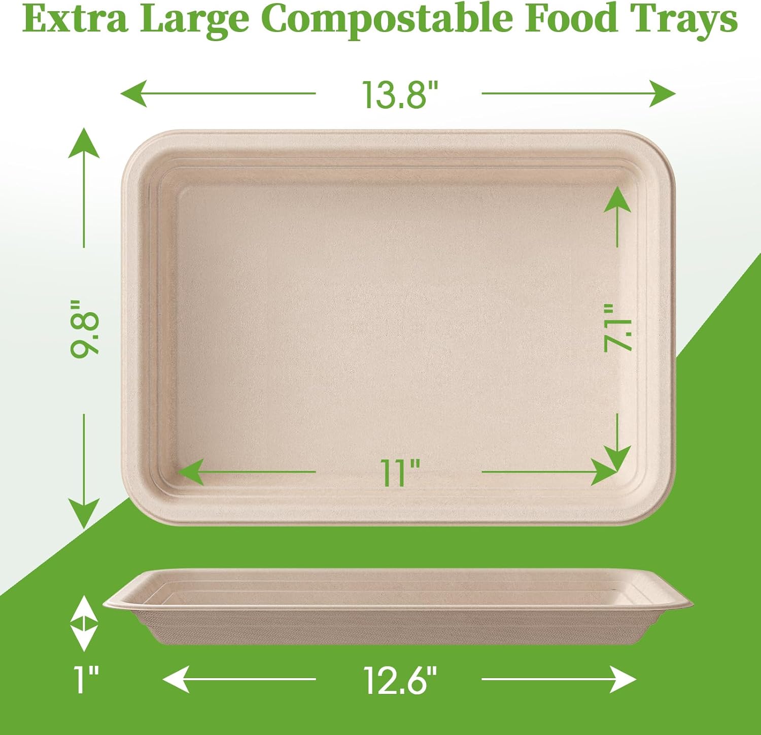 Detalle de ECOLipak 14-Inch Disposable Food Trays (100 Pack): Compostable, Heavy-Duty Crawfish & Party Serving Plates