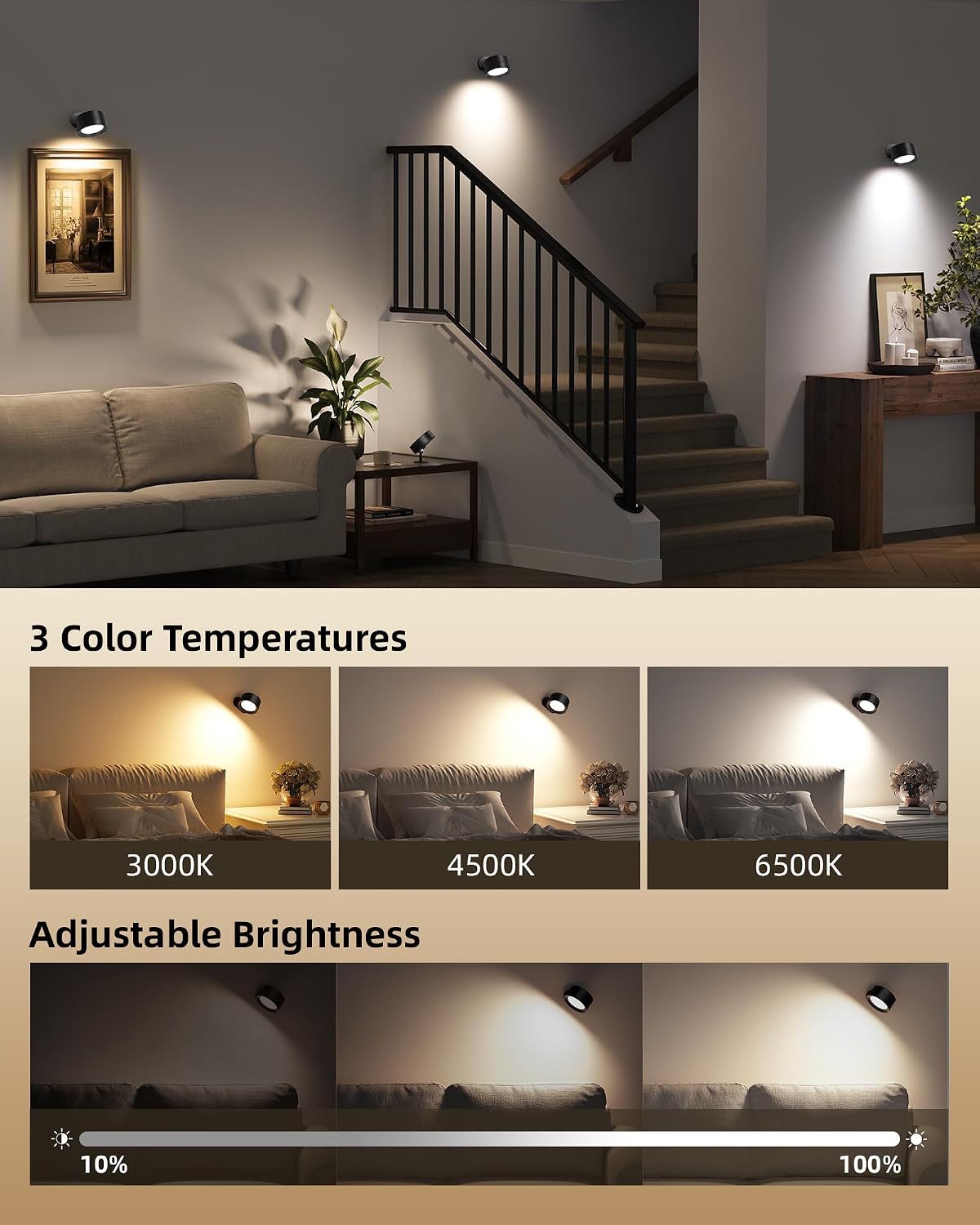 Detalle 2 de EZVALO LED Wall Lights 2000mAh Rechargeable