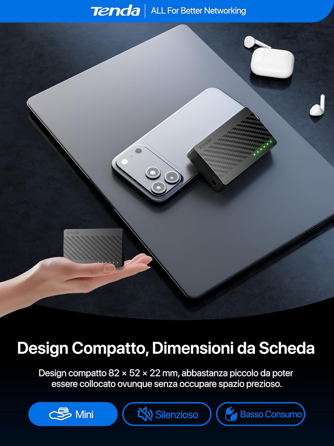 Thumbnail 3 de Tenda SG105 V4.0: Switch Gigabit a 5 Porte, design mini e Plug & Play