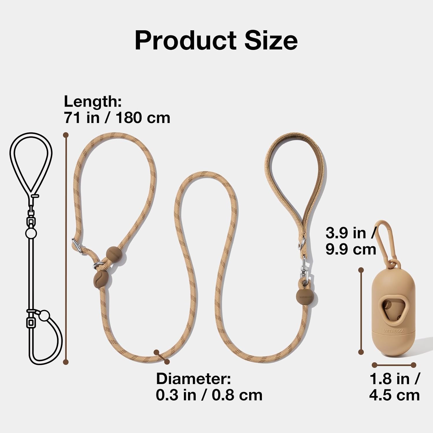 Thumbnail 6 de VETRESKA No-Pull Slip Lead with Poop Bag Dispenser – All-in-One Training Lead for Medium/Large Dogs