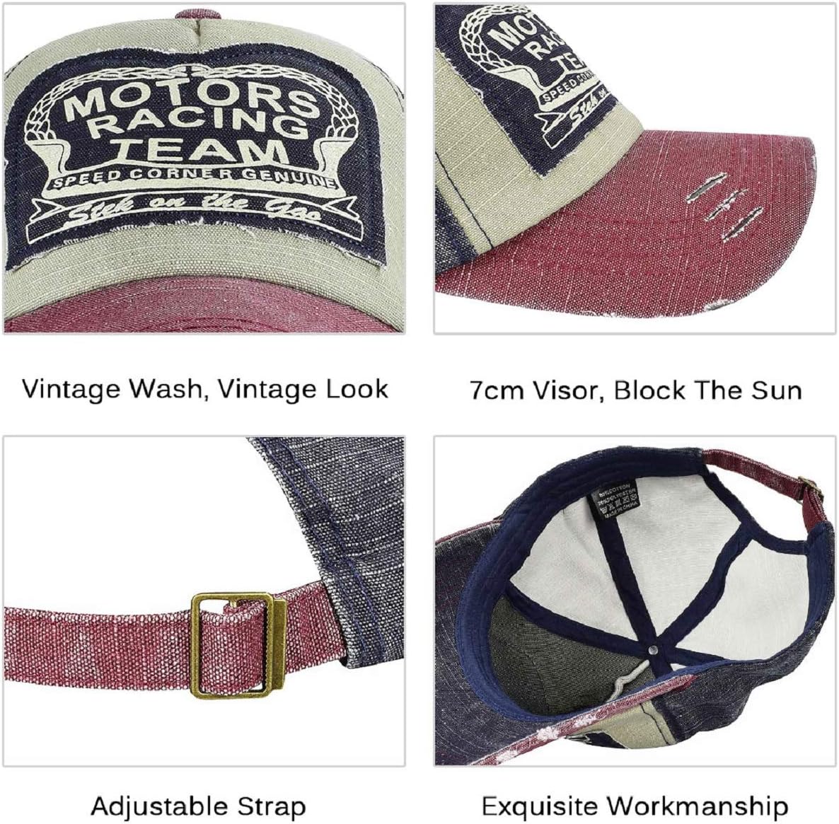 Detalle de Tuopuda cappellino baseball vintage unisex snapback in cotone