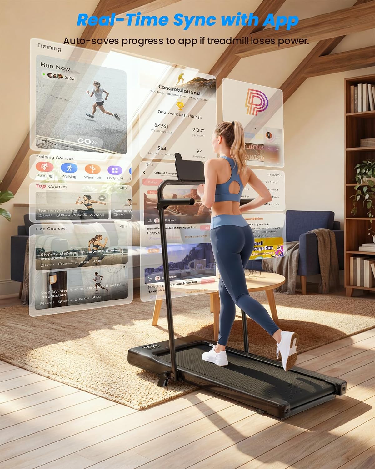 Detalle 2 de Lacuffy BA09-F6 Walking Pad Treadmill with 6% Incline and Detachable Handlebars