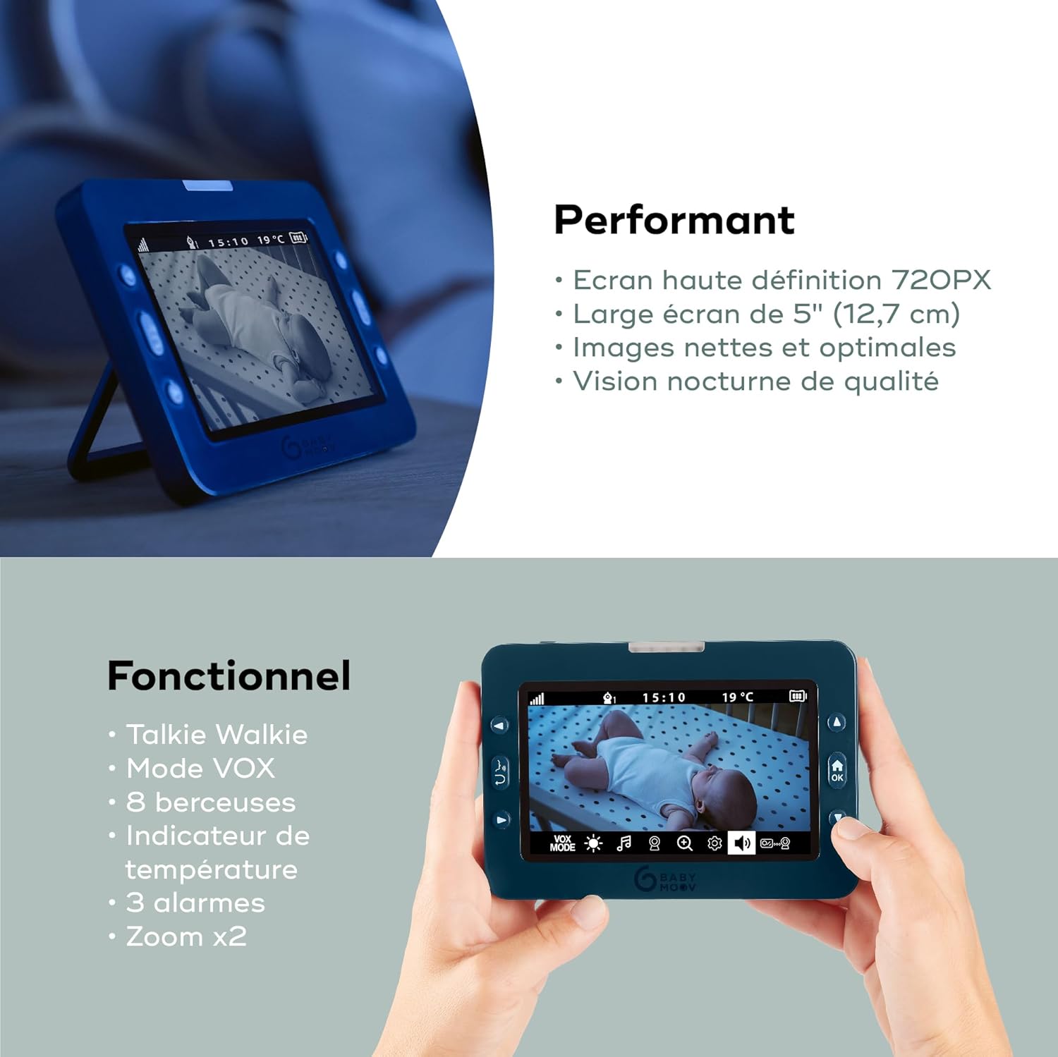 Thumbnail 3 de Babymoov Babyphone Caméra YOO Master (+) – Grand écran HD 5’’ et caméra motorisée 360°