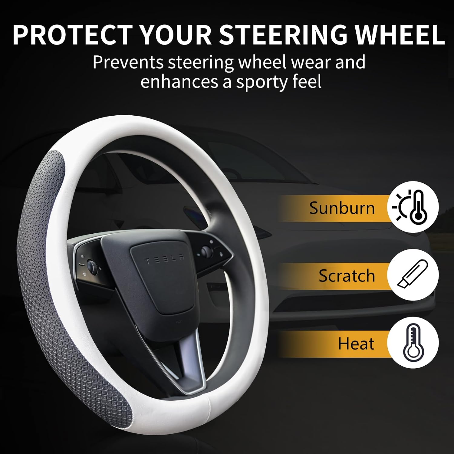 Thumbnail 5 de Uxcer Tesla Model 3/Y Leather Steering Wheel Cover