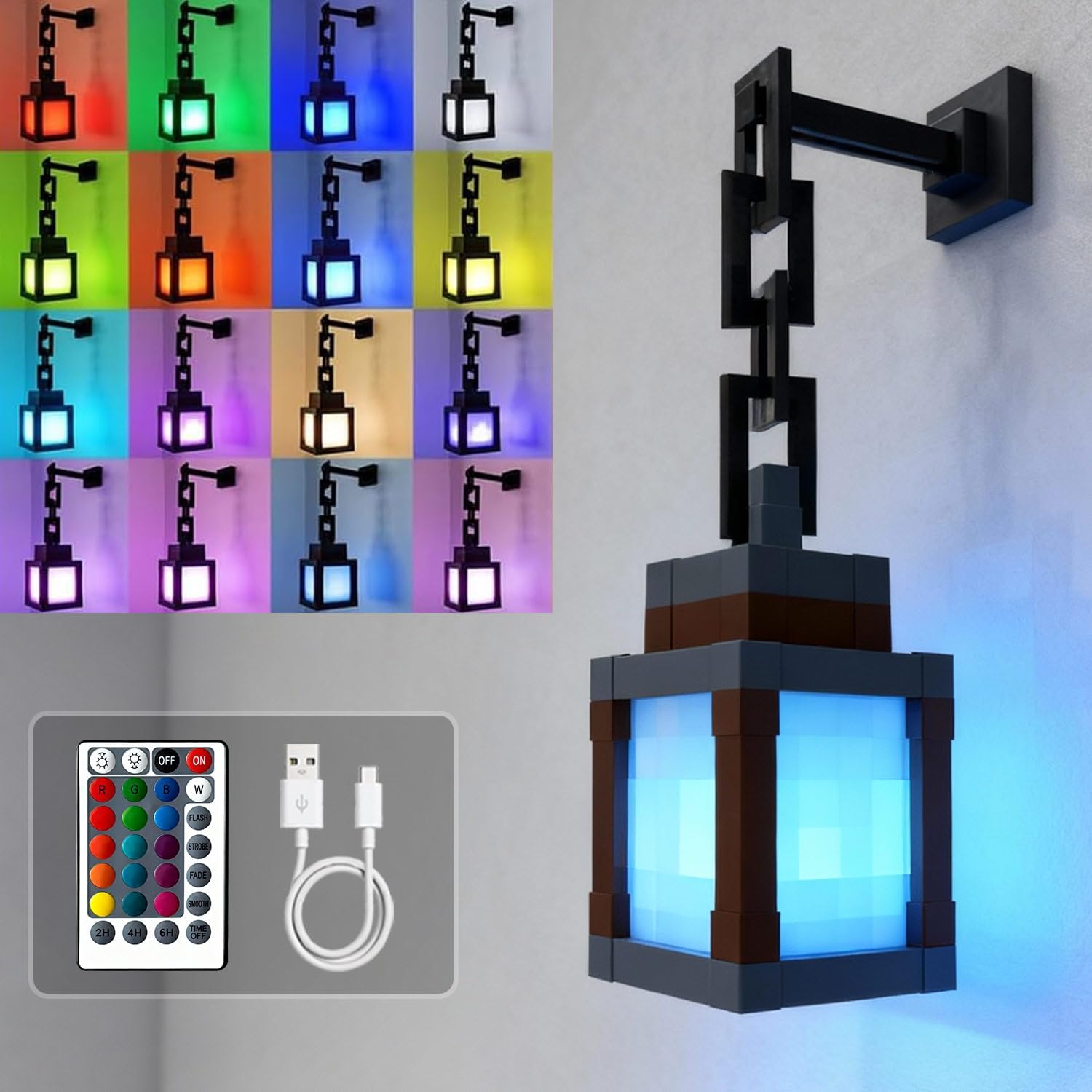 Detalle de ZTZK Pixelierte Laterne Nachtlicht mit 16 Farben