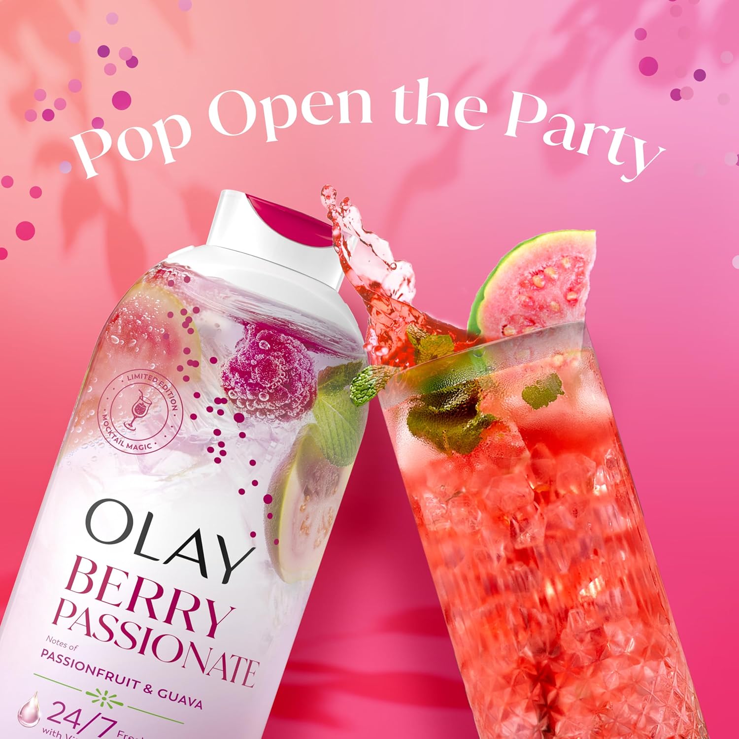 Thumbnail 6 de Olay Berry Passionate Body Wash for Women (Vitamin B3 & Antioxidants), Plant-Based Cleanser, Miami Mocktails Scent, 22 fl oz