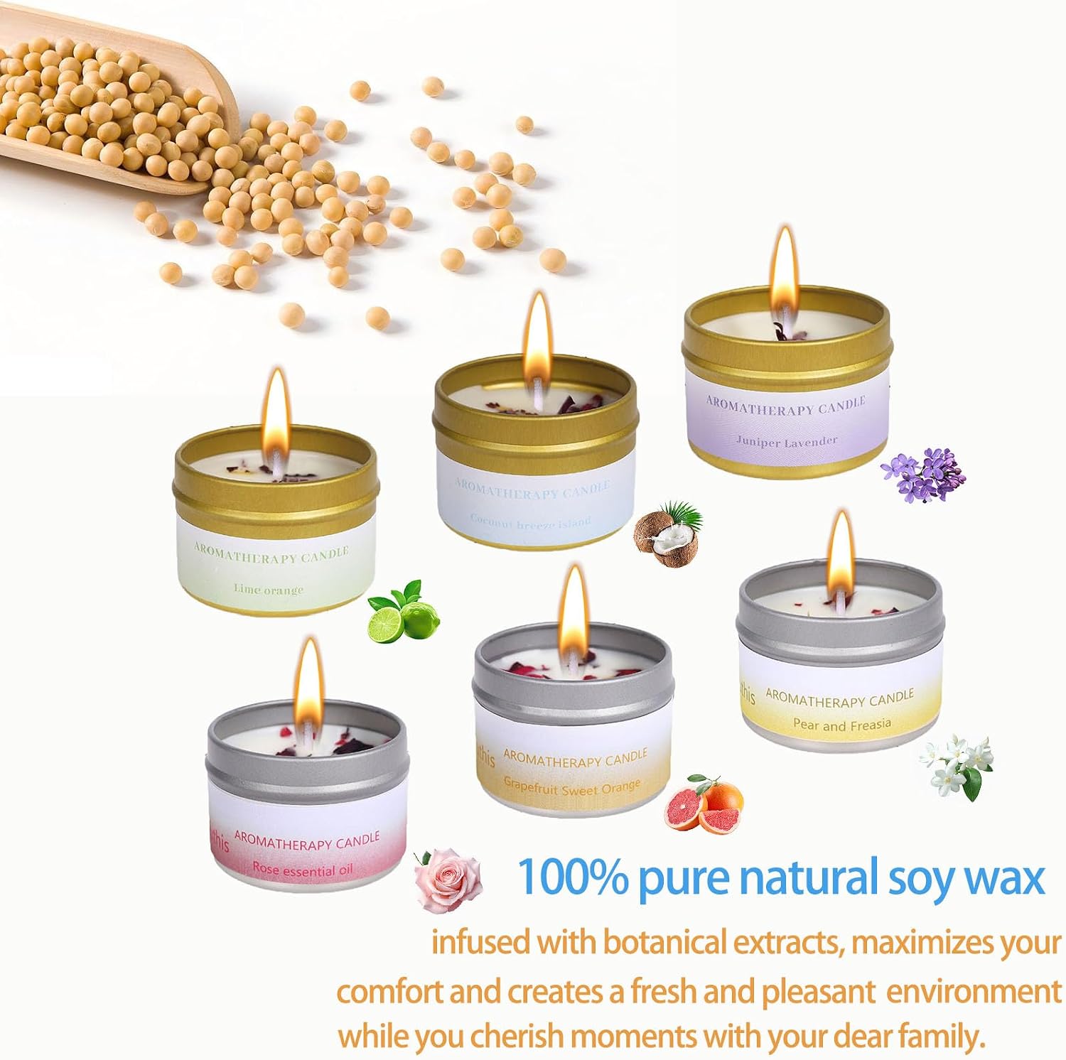 Detalle de Scented Candles Gifts for Women – 6-Pack Soy Wax Aromatherapy Candle Set