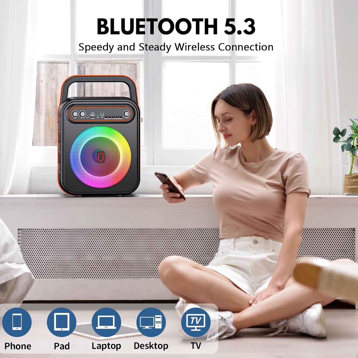 Thumbnail 3 de JYX S67 Portable Karaoke Machine with Two Wireless Microphones and LED Lights