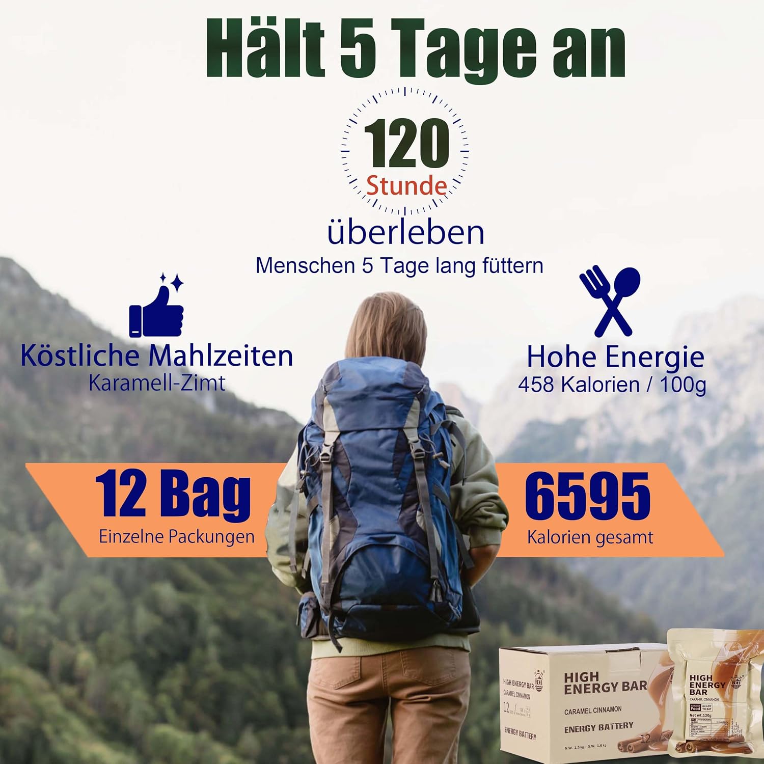 Thumbnail 3 de Notfall-Lebensmittelriegel Karamell Zimt Hardtack 6595 kcal