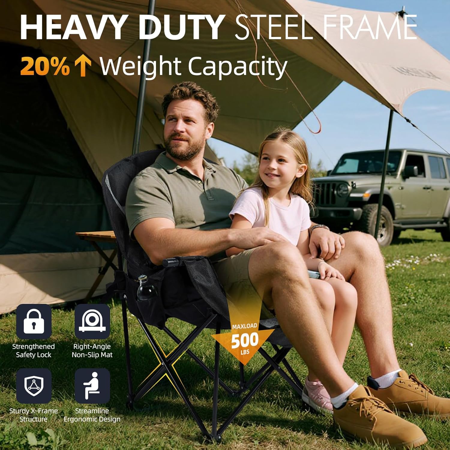 Thumbnail 4 de Oversized Camping Chairs for Adults - Heavy Duty Padded XL Camp Chair by PUVASIA