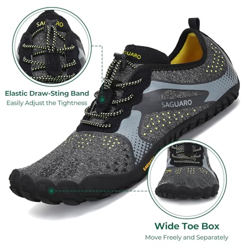 Detalle 2 de SAGUARO Hombre Barefoot Zapatillas Minimalistas Mujer Antideslizante – Zero Drop, Suela Negra Ahumada (Gr.42)