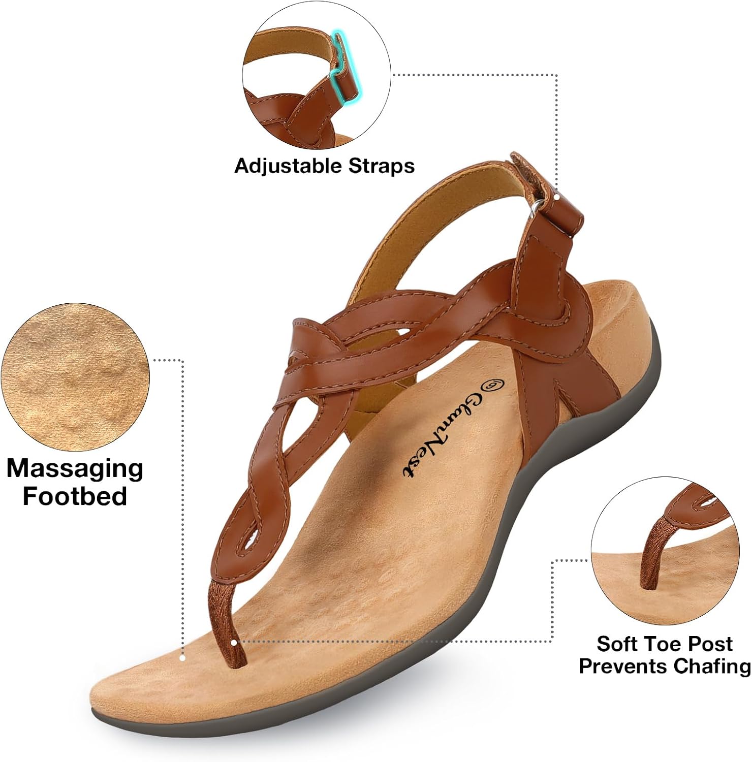 Detalle de Glamnest Women's Orthopedic Arch Support Sandals