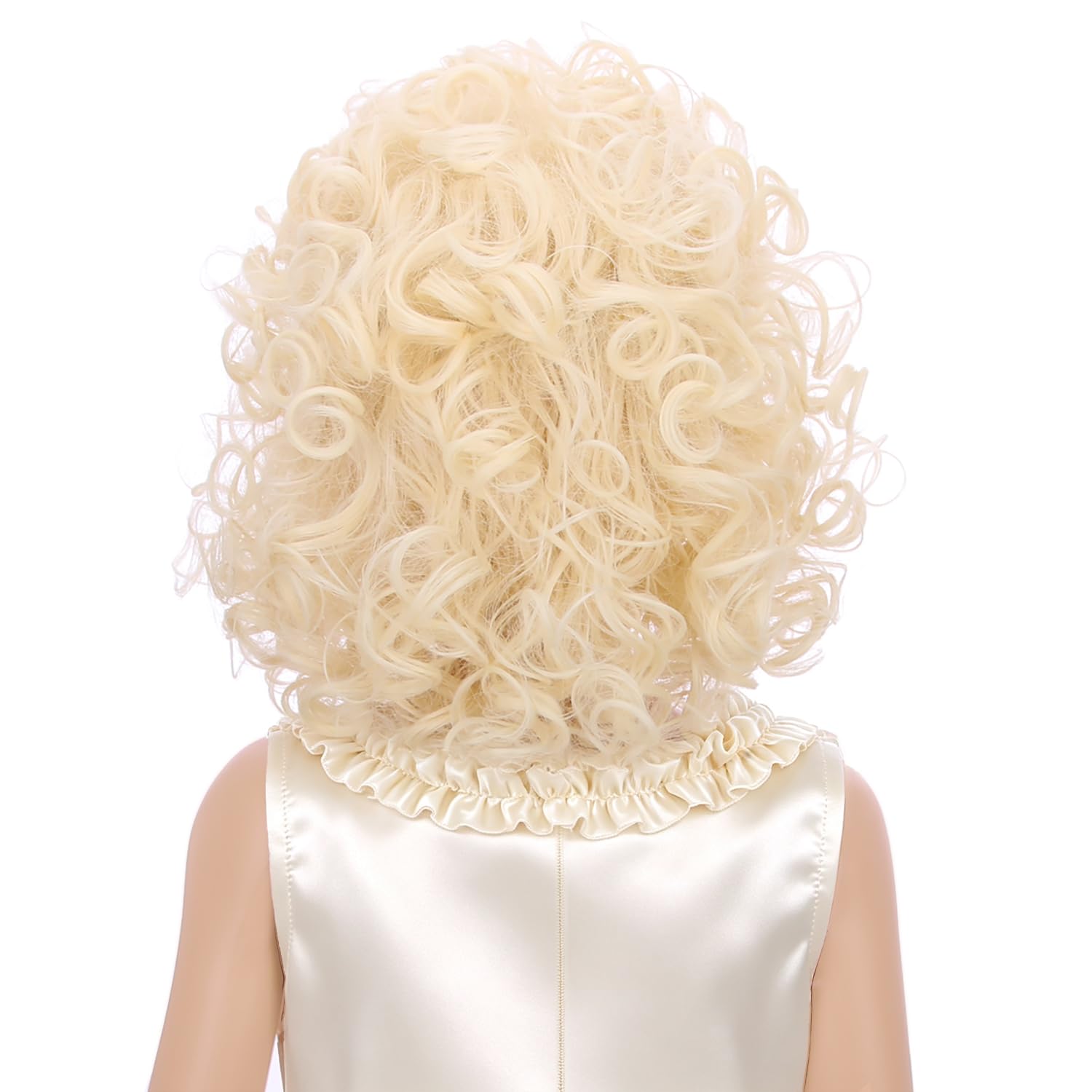 Detalle 1 de PATTNIUM Curly Blonde Wig for Kids with Bangs, Shoulder-Length Synthetic Hair