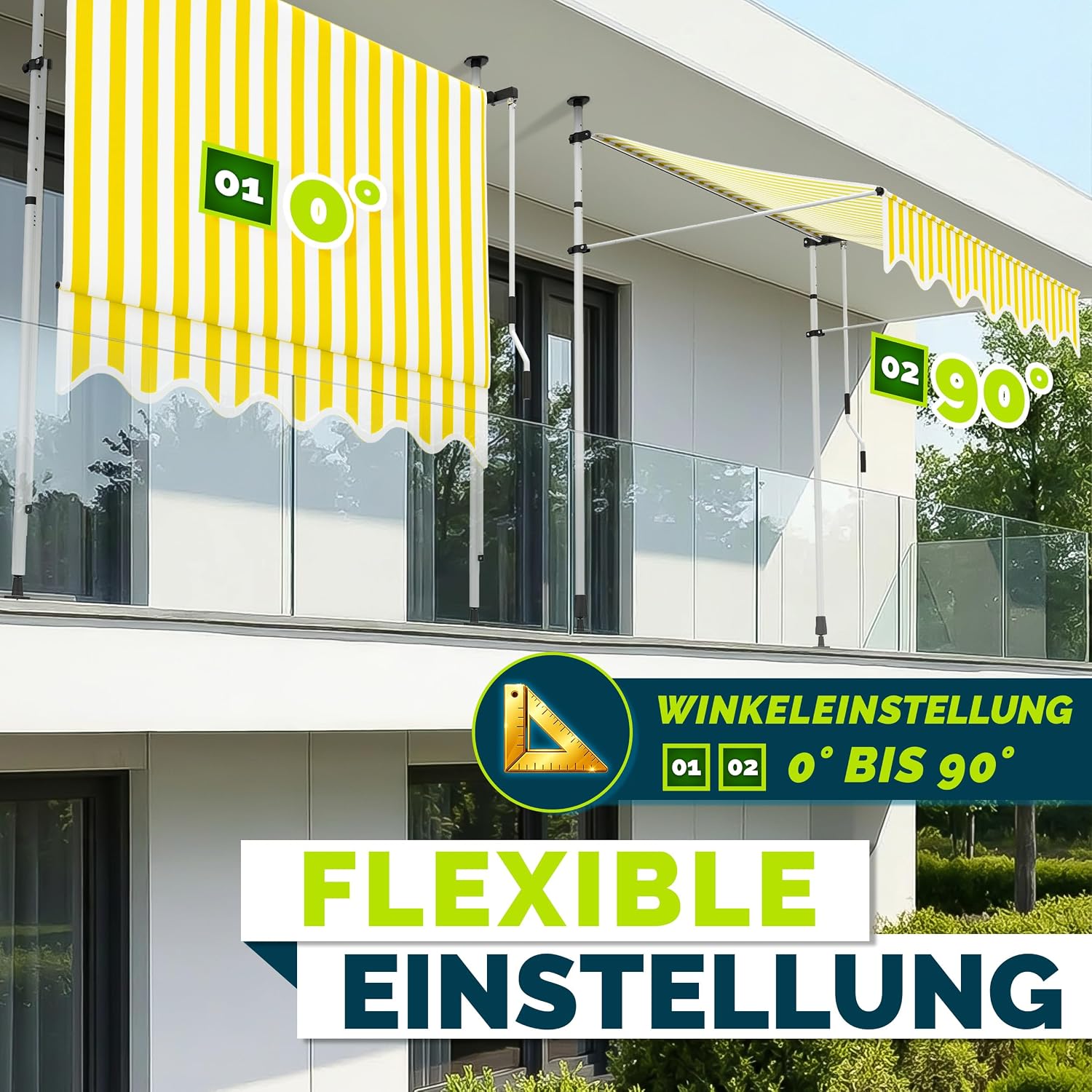 Detalle 2 de tillvex Klemmmarkise mit Handkurbel Balkon – flexibler Sonnenschutz ohne Bohren, 300 cm