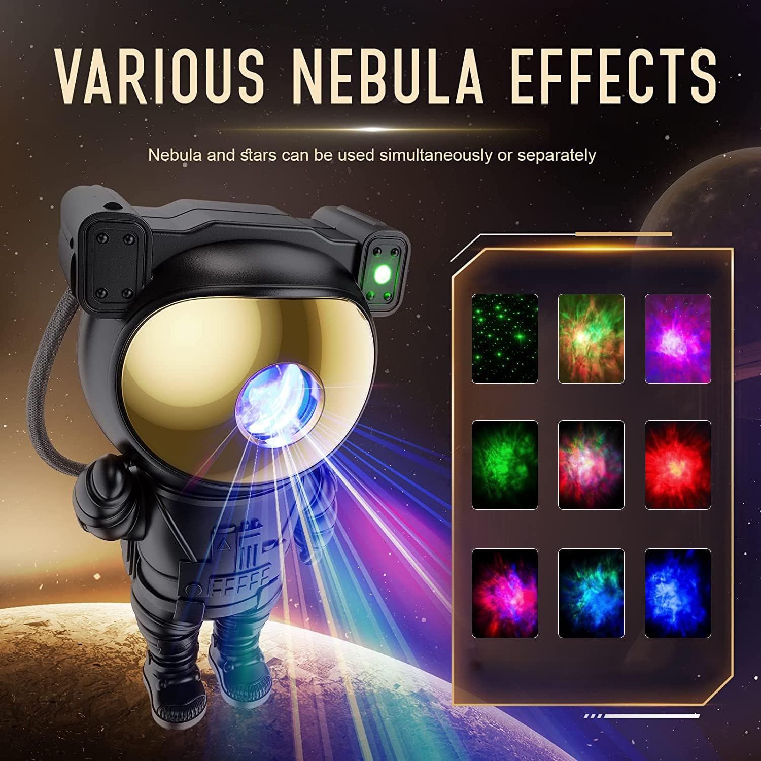 Detalle 2 de Mooyran TYD-YHY-001 Astronaut Galaxy Projector with Remote and 9 Nebula Effects