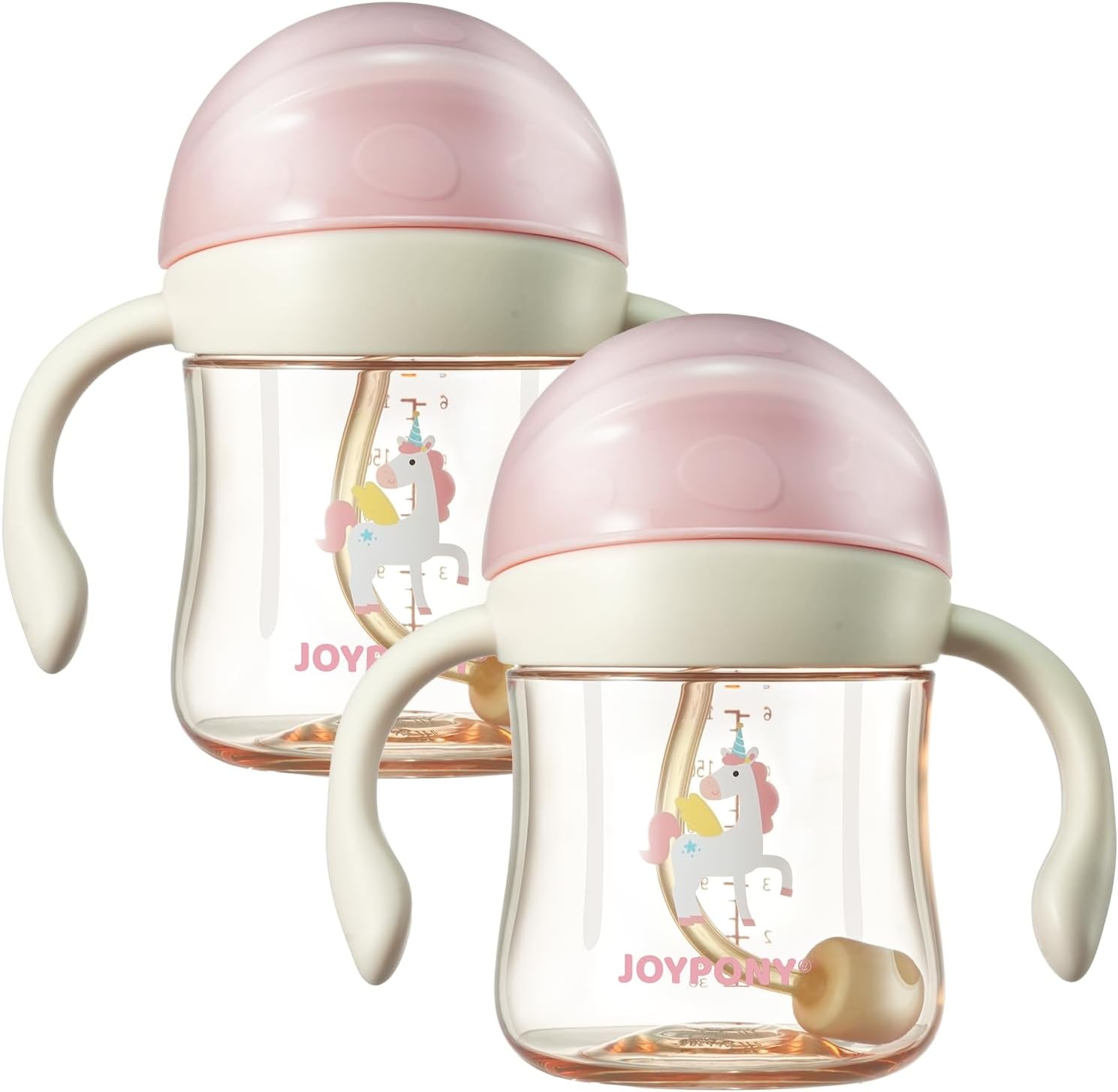Detalle de Joypony BB-FD-CP Sippy Straw Cups, 6 oz PPSU, Pink 2-Pack
