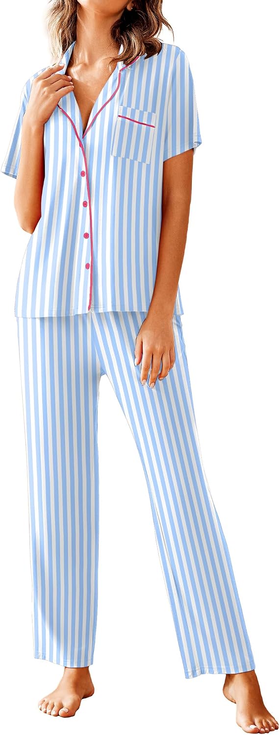 Thumbnail 6 de Avidlove Women's Pajama Set, Short-Sleeve Button-Down Top and Long Pants