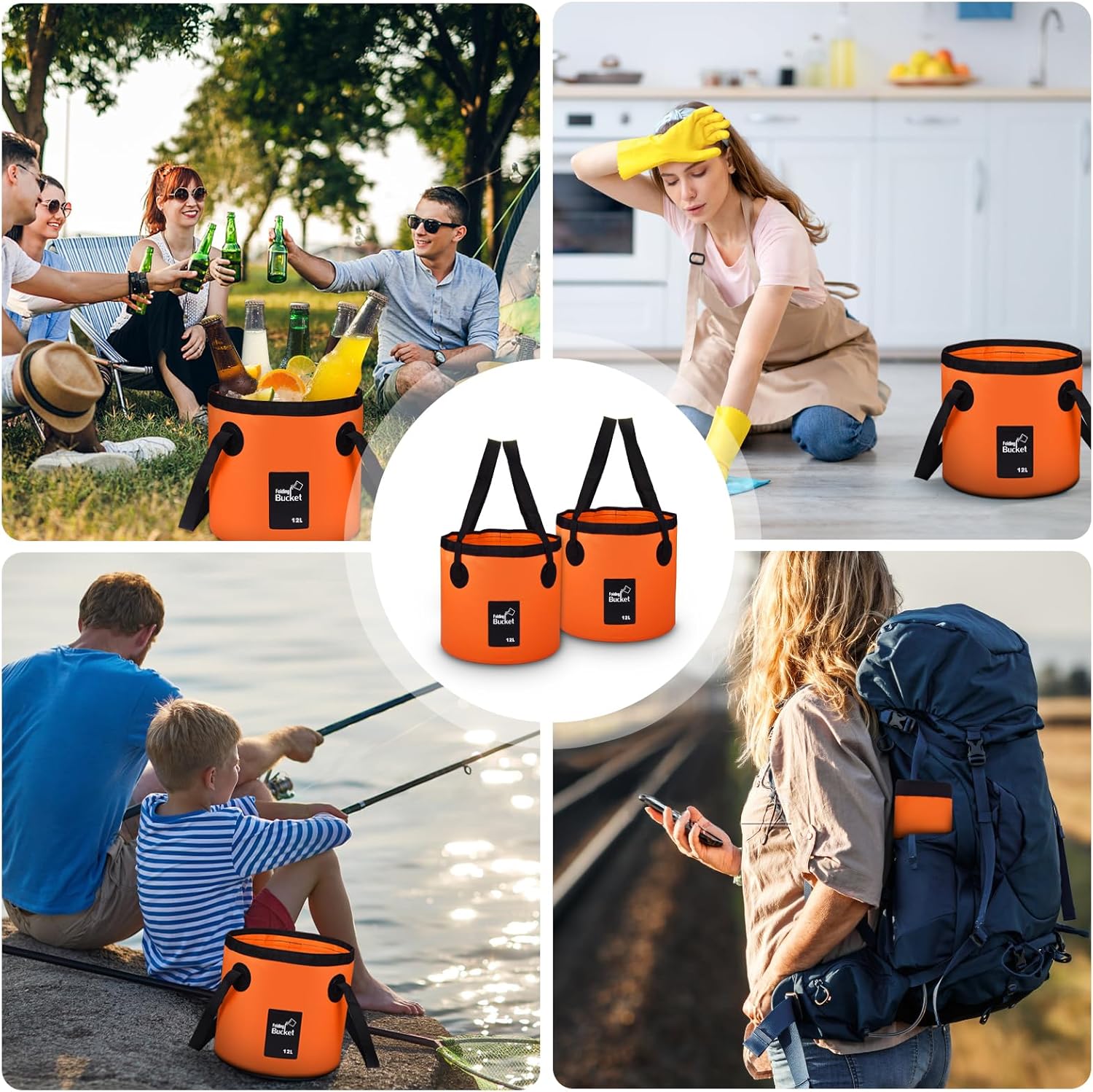 Thumbnail 4 de iGreely 2 Pack Handy Folding Bucket 12L for Camping 🪣