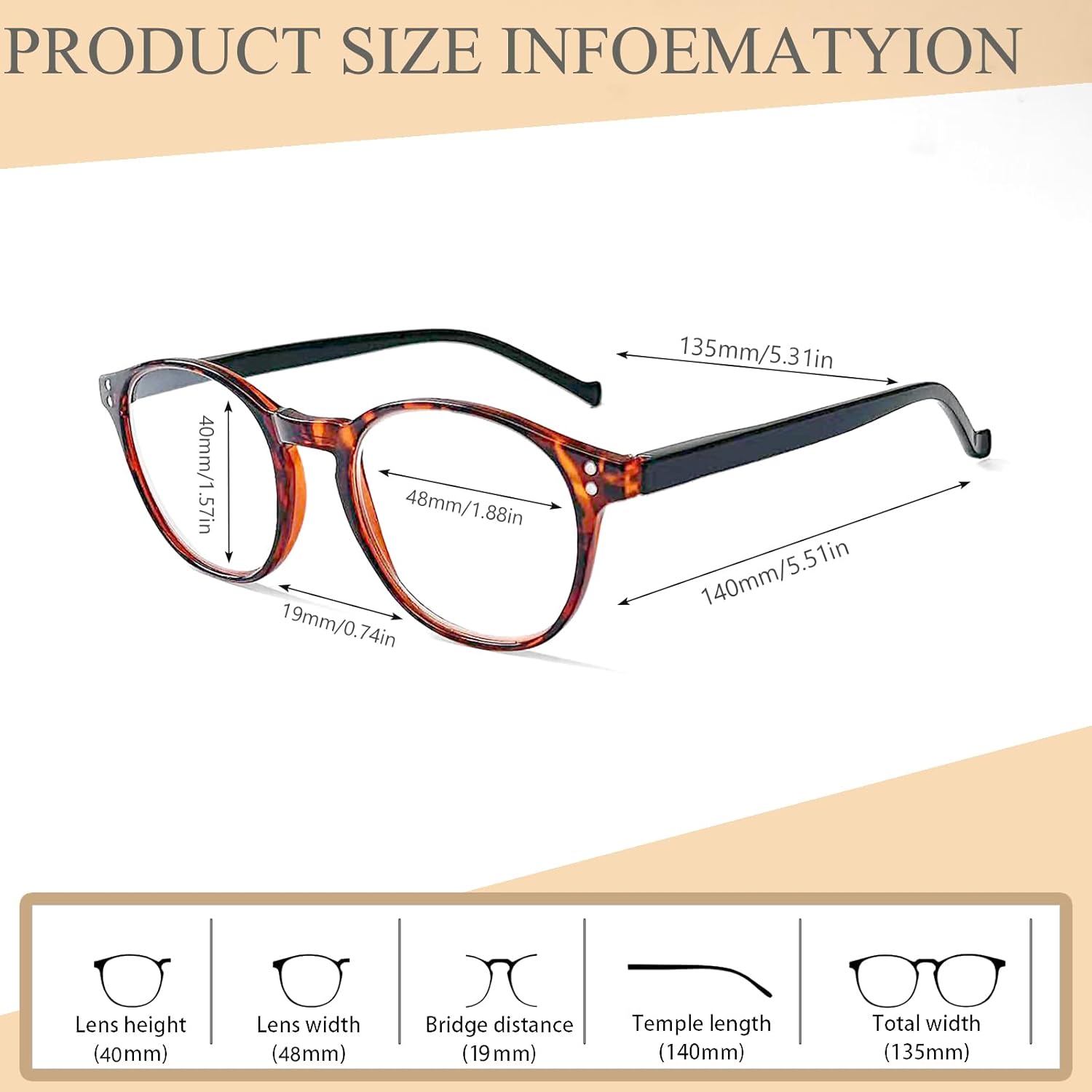 Detalle 2 de NORPERWIS 5 Pairs Reading Glasses: Standard Fit with Spring Hinges (2.75x, 5 Colors) for Men and Women